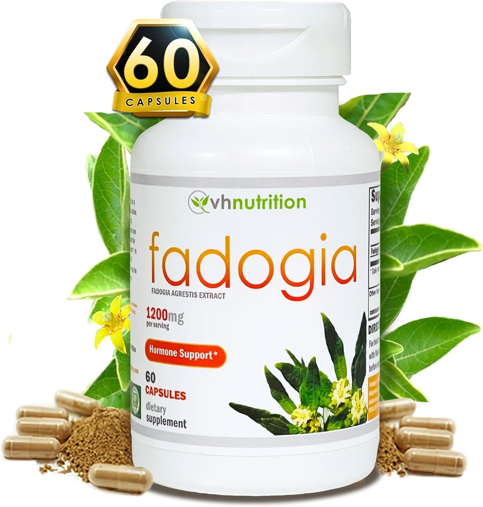 VH Nutrition FADOGIA AGRESTIS | 1200mg Per Serving | Supporto ormonale maschile* | Vitalità naturale ed energia Boost | Supporta Endurance fisica e benessere generale | 60 capsule