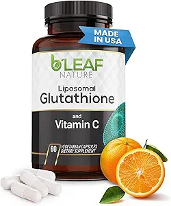 B'LEAF NATURE Pure Fusion of Liposomal Glutathione & Vitamin C Capsule - Better Absorption, Age-Defying Antioxidant for Immune Boost & Radiant Skin Health - Natural & Organic - 60 Count