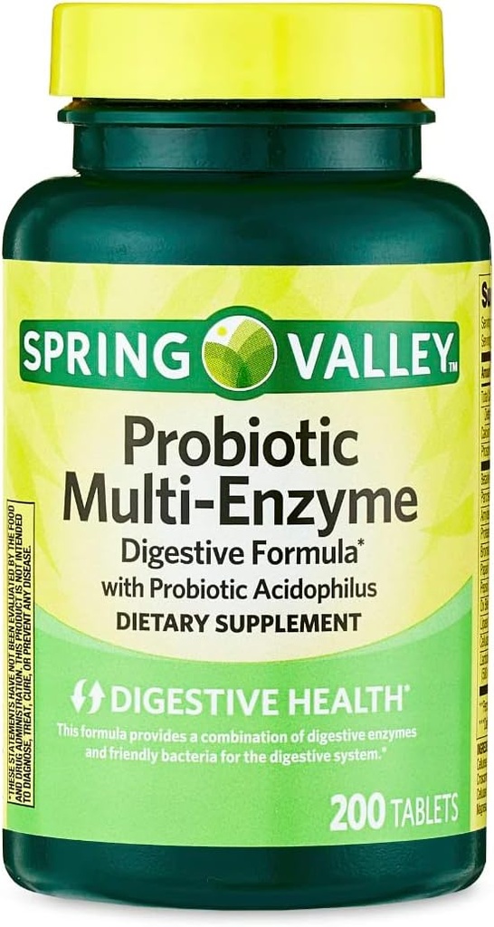 Probiotiques multienzymes de Spring Valley 200 comprimés