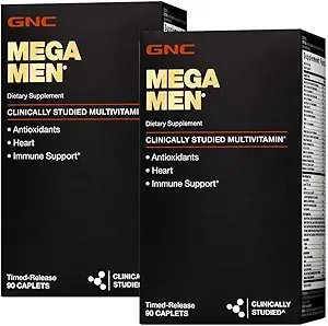 GNC Mega Men Multivitamin | Salute del cuore e supporto immunitario | Twin Pack (2 x 90 Conte)
