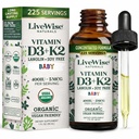 LiveWise Naturals Baby Vitamin D3-K2 Liquid Supplement, Vitamin Drops für Kleinkinder und Kleinkinder, für gesundes Wachstum, Entwicklung und tägliches Wellness, einfach zu bedienen Dropper in Glasflasche, 1 Fl Oz