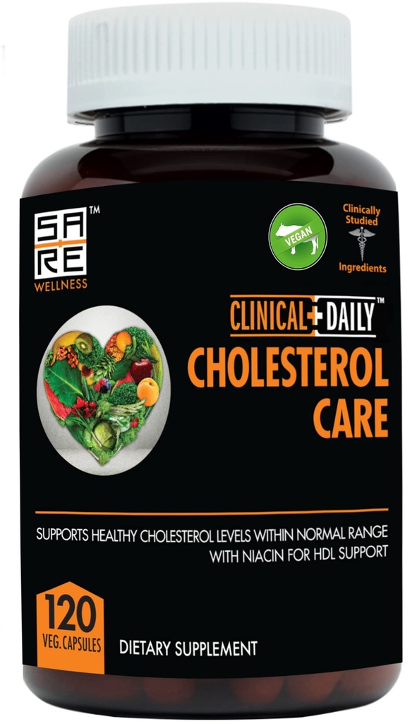 Clinical Daily Cholesterol Care Supplement. Vegan Cholesterin und Triglycerid Ergänzungen. Pflanze Sterols ergänzt Cholesterol-Unterstützung mit Guggul, Knoblauch, Niacin. 120 Kapseln