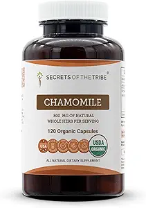 Segreti della Tribù Camomilla USDA Organic 120 Capsule | Supplemento di erbe ad alta potenza | Realizzati con capsule vegetariane e camomilla organica (Matricaria reutita) Fiore essiccato (120 Conte)
