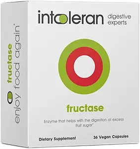 Intoléran Fructase Enzymes digestifs - 36 capsules Supplément pour l'intolérance au fructose Enzymes pour aider à digérer les aliments et boissons sucrés (sucre de sucre)