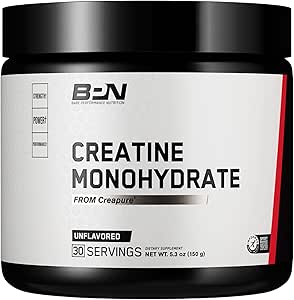 BARE PERFORMANCE NUTRITION, BPN Pure Creatine Monohydrat Pulver von Creapure, 5g Kreatin pro Servierung, unterstützt Muskelwachstum, Unflavored Creatine Powder, 30 Servicings