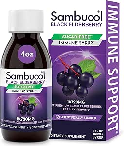 Sambucol Sugar-Free Black Elderberry Syrup - Sambucus Elderberry Syrup per Adulti Supporto immunitario, Liquido di sambuco, Estratto di sambuco - 4 Fl Oz