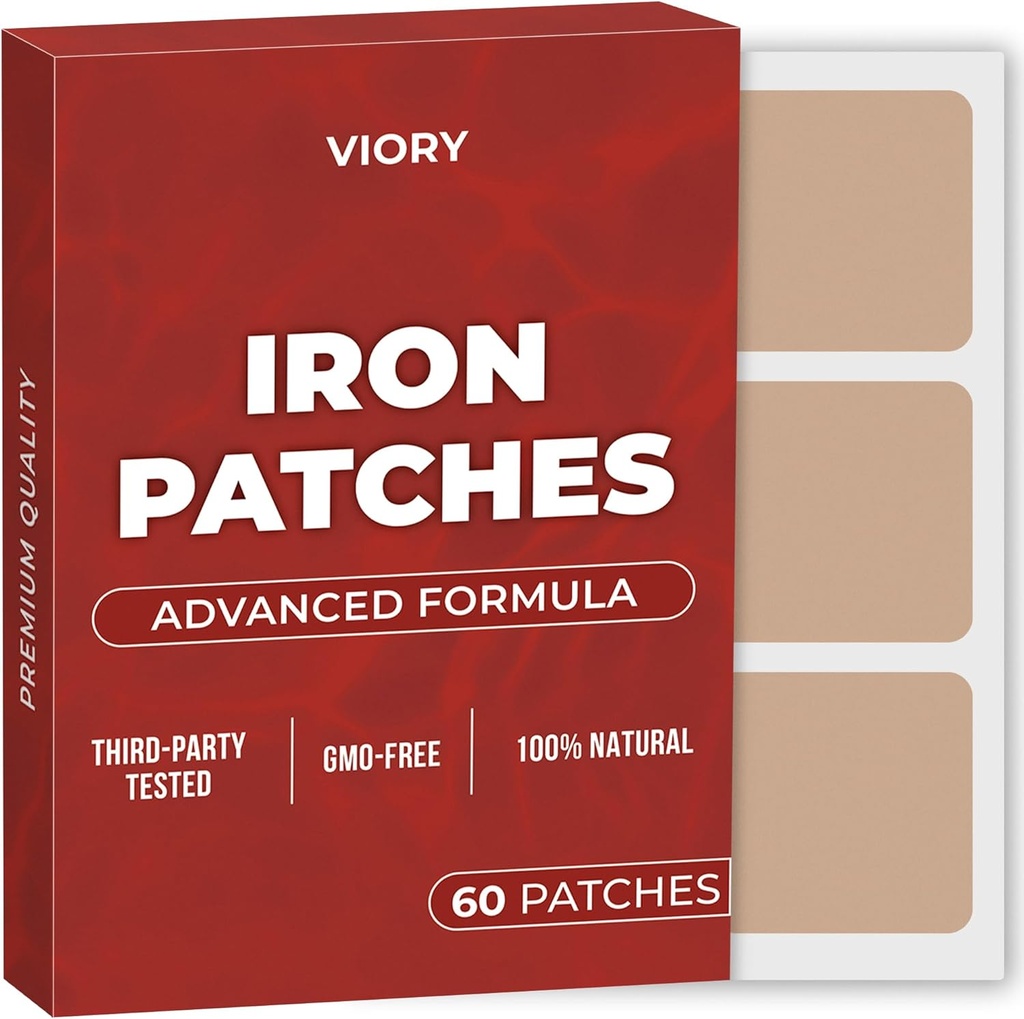 Patch di ferro (Pack of 60) - Patch naturale al 100% per le donne e gli uomini - con Biotin - Energy, Focus & Body Support - Formula potenziata