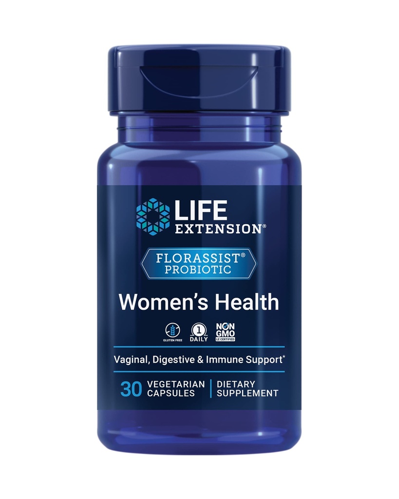 Life Extension FLORASSIST® Probiotic Women's Health, Vaginal Health, Digestive Health, Immungesundheit, Glutenfrei, Non-GMO, Vegetarisch, Einmal-Daily Formula, 30 Kapseln