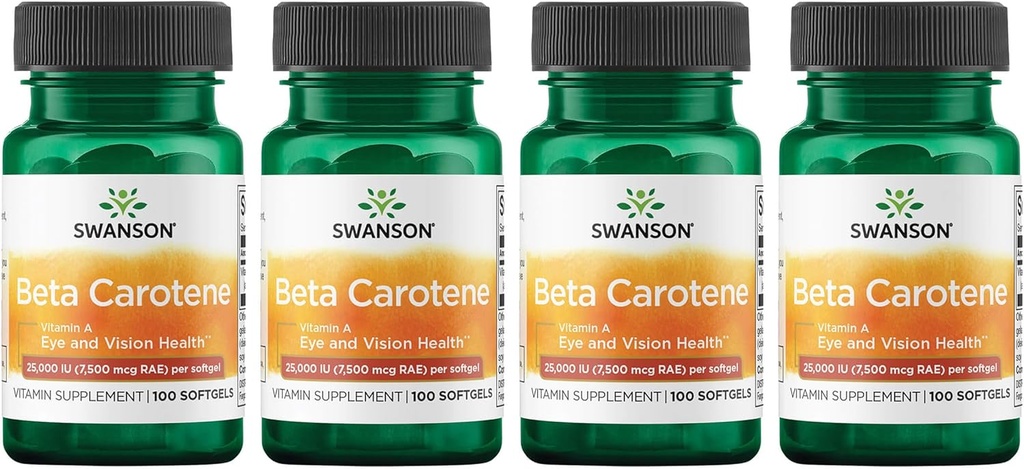 Swanson Beta-Carotene (Vitamina A) 25000 Iu (7500 mcg) 100 Sgels (4 Pack)