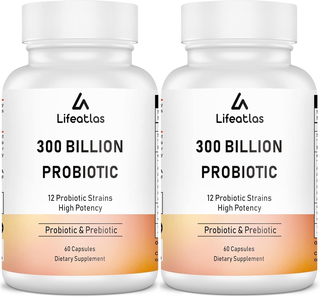 300 milliards d'UFC Probiotiques - Probiotiques pour les femmes et les hommes, 12 souches probiotiques plus prébiotiques, Max Potentiel pour la santé globale digestive et gustative, soutien immunitaire, plateau stable - 120 capsules