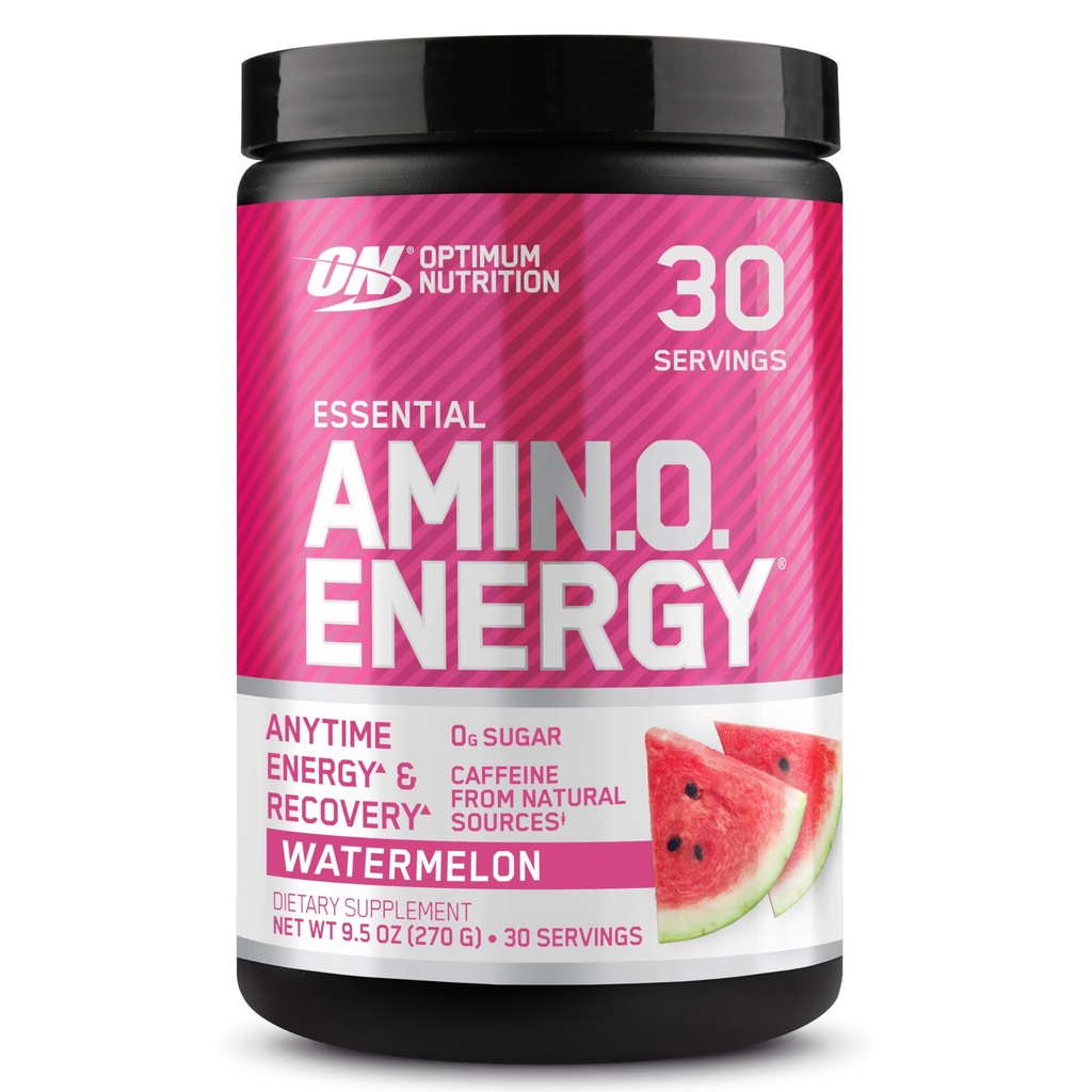 Optimum Nutrition Amino Energy - Pre Workout mit grünem Tee, BCAA, Aminosäuren, Keto Friendly, Green Coffee Extract, Energy Powder - Watermelon, 30 Portionen (Packaging May Vary)