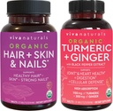 Bio-Haarhaut und Nägel Vitamine + Organische Kurkuma mit schwarzem Pfeffer & Ginger Bundle, Hergestellt mit Biotin 5000mcg für gesundes Haar, Kurkuma für natürliche Gelenkunterstützung