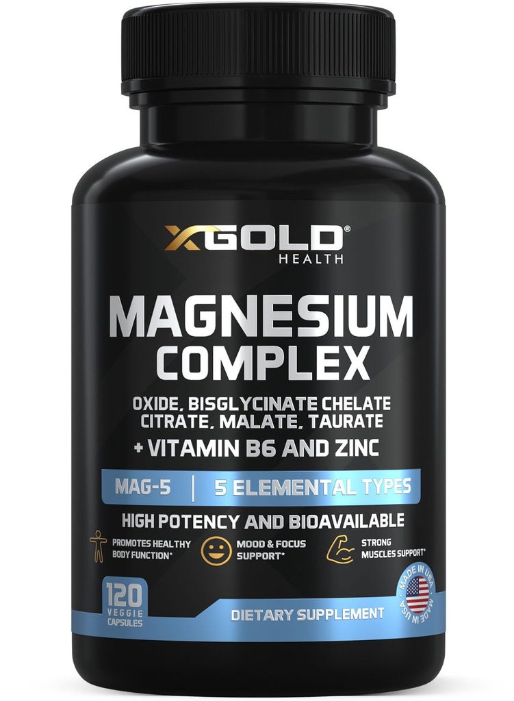 Micronized Magnésium Complex Plus B6.Oxyde de zinc de magnésium, Chélalate de bisglycinate,Citrate, Malate.