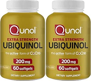 Qunol Ubiquinol CoQ10 200mg Softgels, Ubiquinol 200mg - Aktive Form von Coenzym Q10, Antioxidans für Herzgesundheit - 60 Count (Pack von 2)