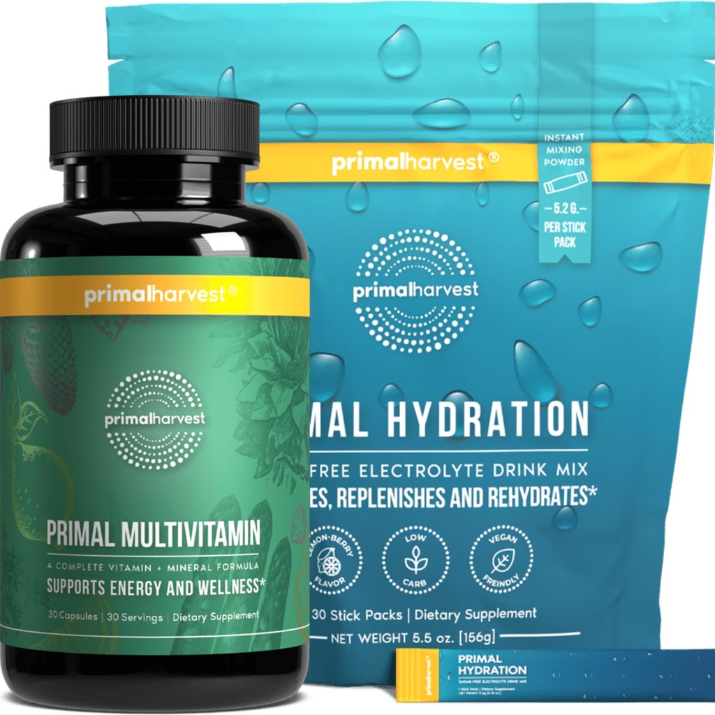 Primal Récolte Multivitamine & Suppléments en poudre d'hydratation pour hommes, groupe