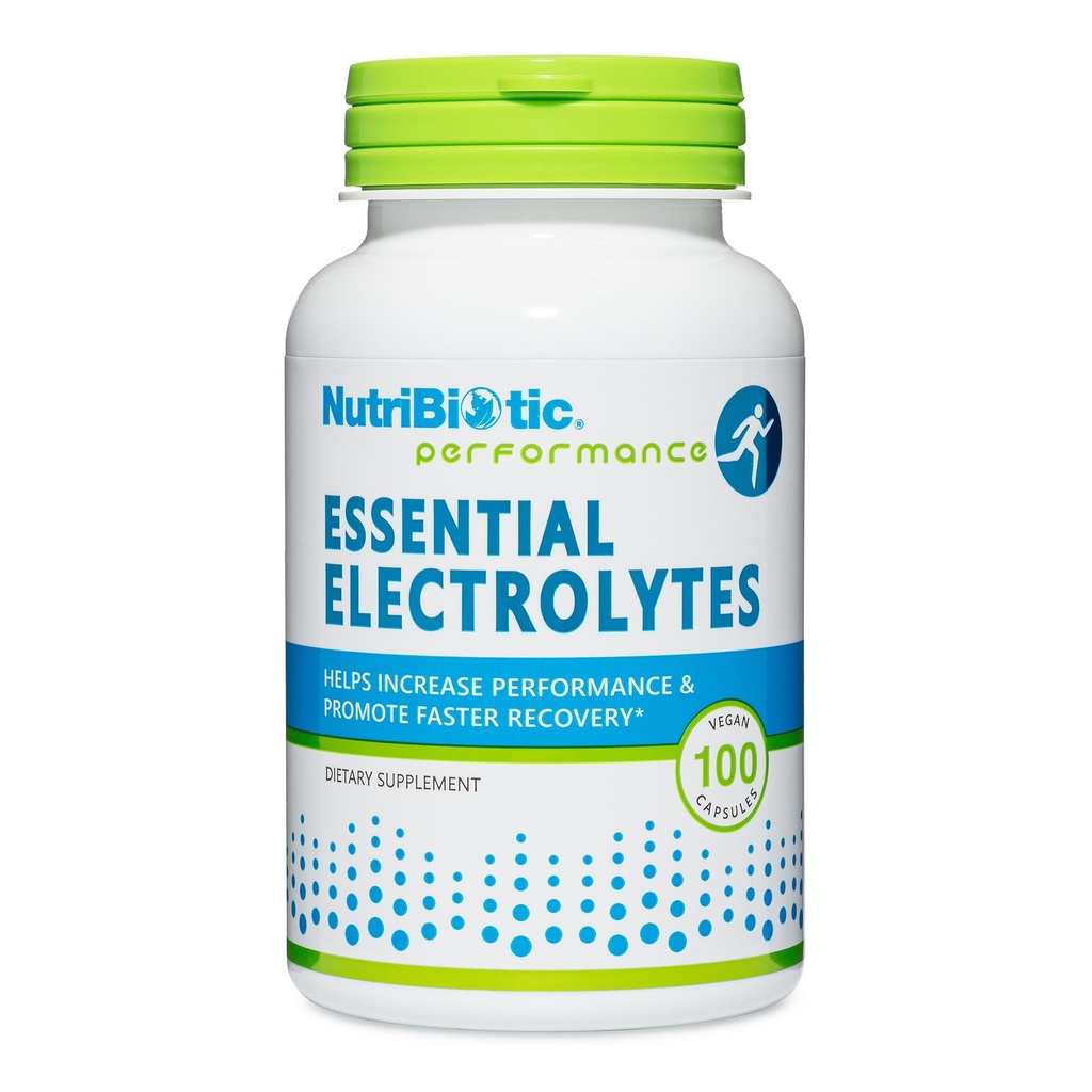 NutriBiotic Essential Electrolytes, 100 Ct Capsule | Supporti Aumento delle prestazioni e più veloce recupero | Grado farmaceutico Vitamina C con elettroliti per la reidrazione | Vegan, Gluten-Free & Non-OGM