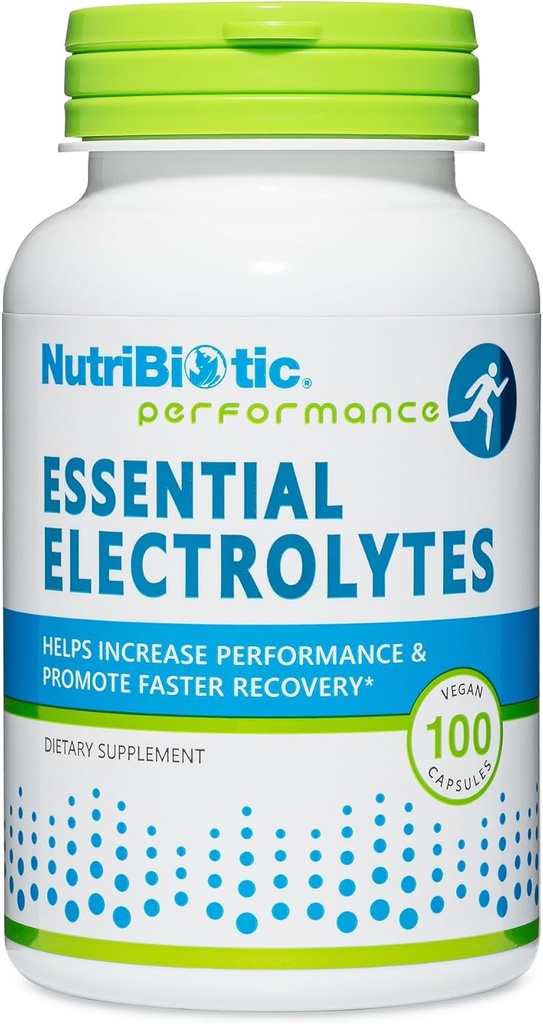 NutriBiotic Essential Electrolytes, 100 Ct Capsule | Supporti Aumento delle prestazioni e più veloce recupero | Grado farmaceutico Vitamina C con elettroliti per la reidrazione | Vegan, Gluten-Free & Non-OGM