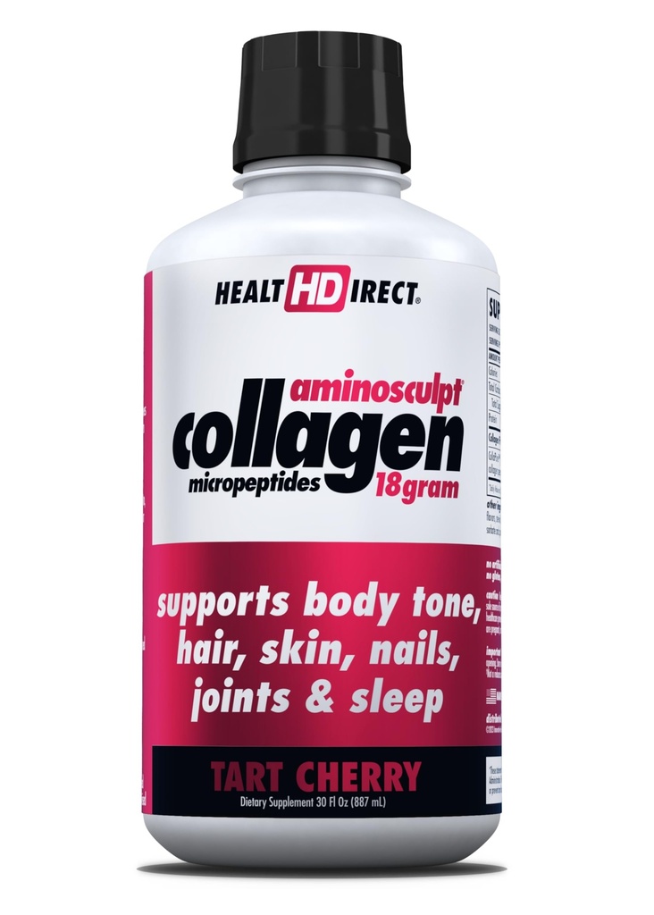 HEALTH DIRECT AminoSculpt Sugar-Free Collagen Supplement - High Potency Medical-Grade Protein für Haar, Haut, Nails & Joints, Grass-Fed, Non-GMO, Liquid Collagen - Tart Cherry - 30 Fl Oz