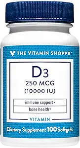 Vitamina D3 - Supporta il supporto immunitario & Bone Health - 10.000 UI (100 Softgels)