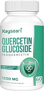 Quercetin Glucoside 1200mg Ergänzungen - Isoquercetin mit 6X Bioverfügbarkeit,60 Veggie Kapseln,Contain Black Pepper & Rutin für maximale Absorption