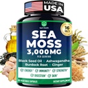 Sea Moss Black Seed Oil Ashwagandha Ginger - Advanced Irish Sea Moss Capsule Tutto in Un Supplemento con Seamoss Black Seed Oil Ashwagandha Burdock Root Bladderwrack - Pillole per Energia, Immune, Gut