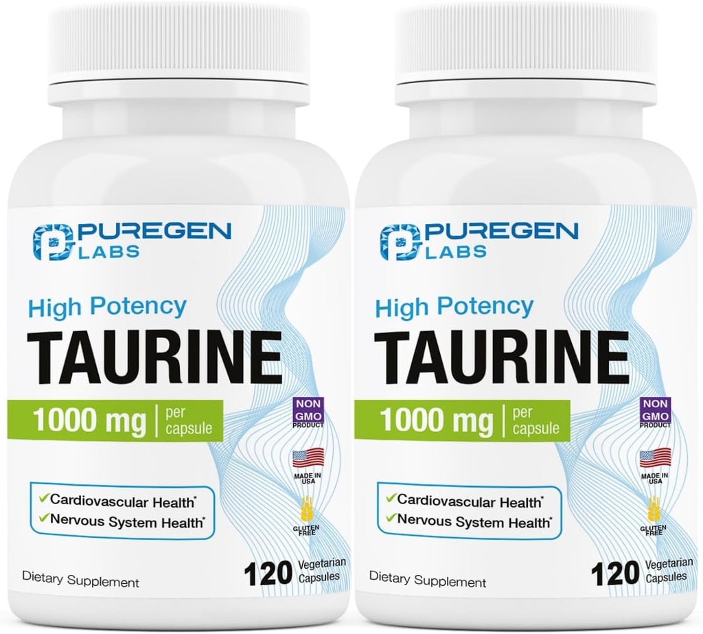 Puregen Labs Taurine 1000mg [High Potency] Total 240 Capsules de Vég.