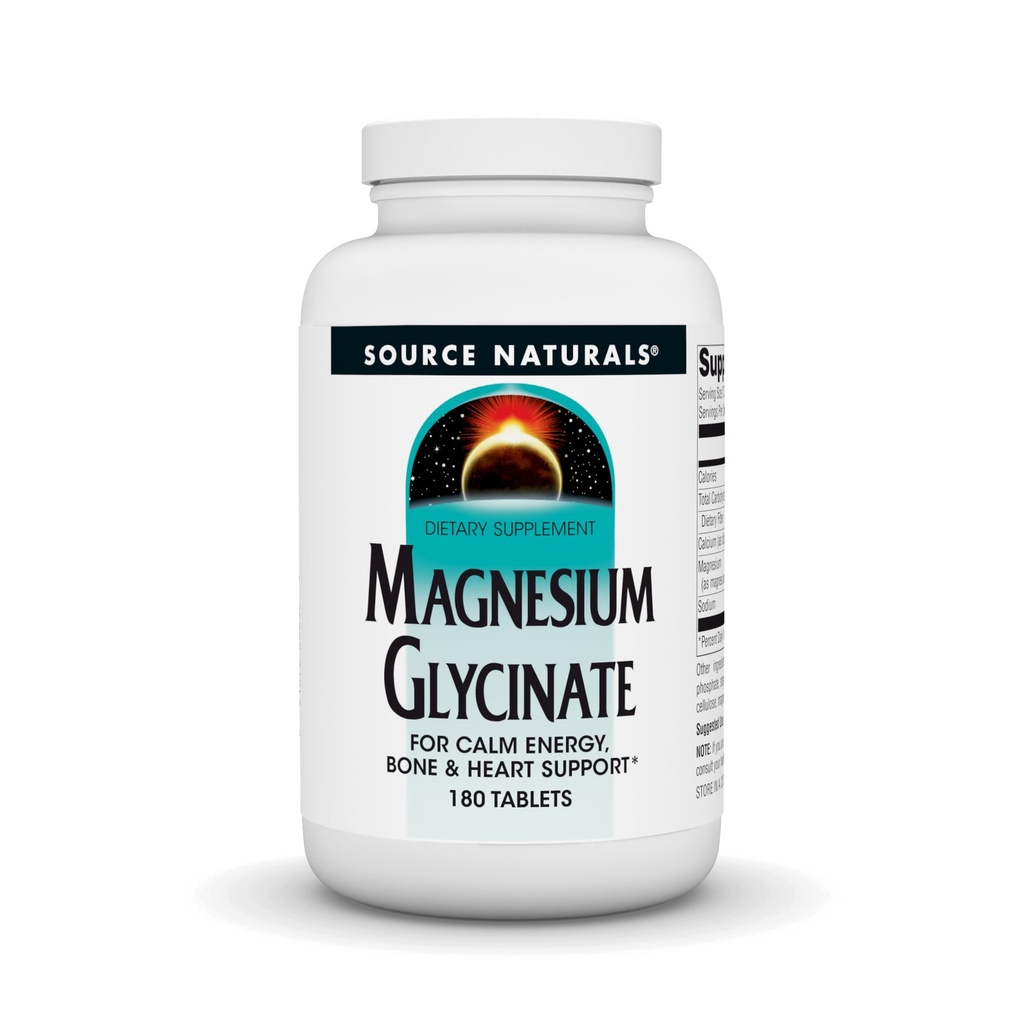 Quelle Naturals Magnesium Glycinate, Chelat für hohe Absorption | für Calm Energy, Bone & Heart Support*, 200 mg pro Servierung - 180 Tabletten
