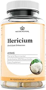Nature Restore Hericium Erinaceus Extrakt Pilzergänzung, 90 Kapseln, 20% Polysaccharide, Lion's Mane