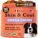 Natural Dog Company Skin & Coat Supplement für Hunde – Omega 3 Lachsöl, Biotin & Vitamin E unterstützen Shiny Coat, Gesunde Haut & Normal Shedding, fördert Komfort von Okzial Itch, 90 Count