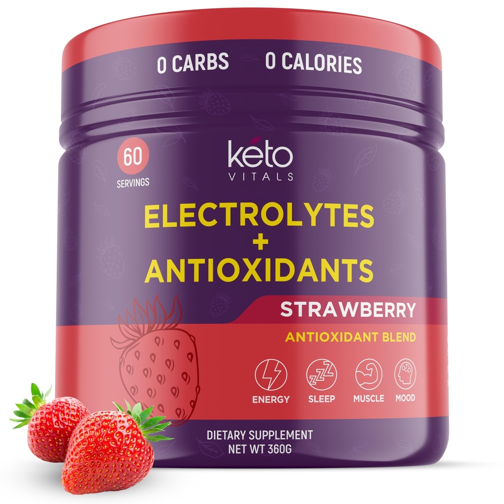 Keto Vitals Antioxidant Elektrolyte Pulver - Mischung Elektrolyte mit Kalium, Magnesium, Natrium, Kalzium | Keto Elektrolyte ergänzen Energy Drink Mix | Zuckerfrei, Zero Calories, Zero Carbs