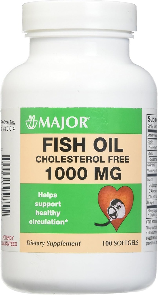Major Omega-3 Fischöl - Fish Oil Supplement 1000mg - 100 Softgels