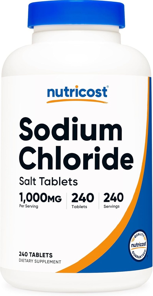 Nutricost Sodium Chloride 1000mg, 240 Tabletten - Salztabletten, Non-GMO, Glutenfrei