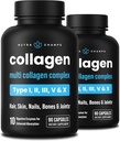 NutraChamps Multi Collagen Pills, Types I,II,III,V,X, Double Hydrolysed Collagen Peptides Capsules en poudre, Supplément protéique pour les femmes et les hommes, 180 Capsules (Pack of 2)