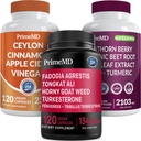 Ceylan Cinnamon (1pk), Fadogia Tongkat Ali (1pk) et supplément à l'oxyde nitrique (1pk) - Vitamines pour le cœur, l'énergie, le bien-être masculin et le soutien immunitaire - non-OGM, végétalien, sans gluten