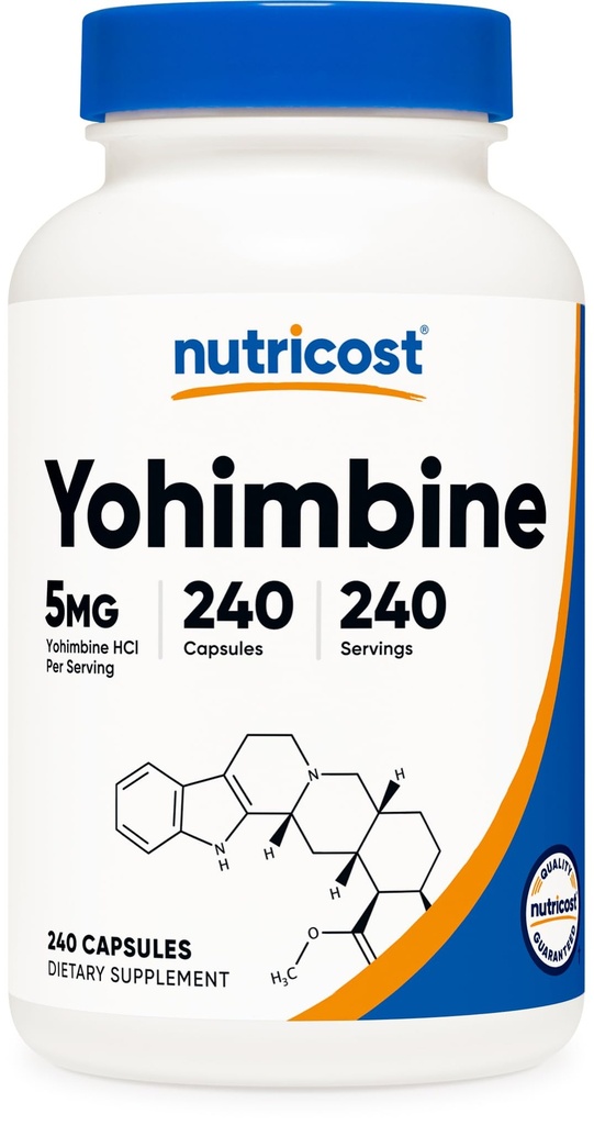 Nutricost Yohimbine HCl 5mg, 240 gélules - Sans gluten, sans OGM