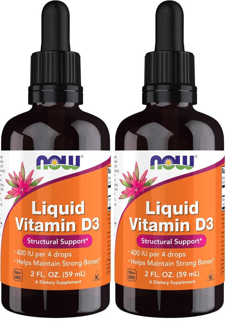 JETZT Ergänzungen, flüssiges Vitamin D-3, starke Knochen*, strukturelle Unterstützung*, 2-Ounce (Pack von 2)