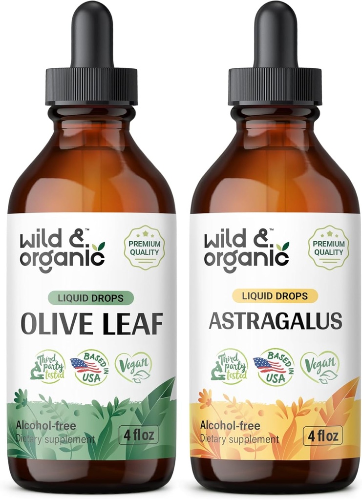 Wild & Bio Olivenblatt Tinktur 4 fl oz & Astragalus Tinktur 4 fl oz