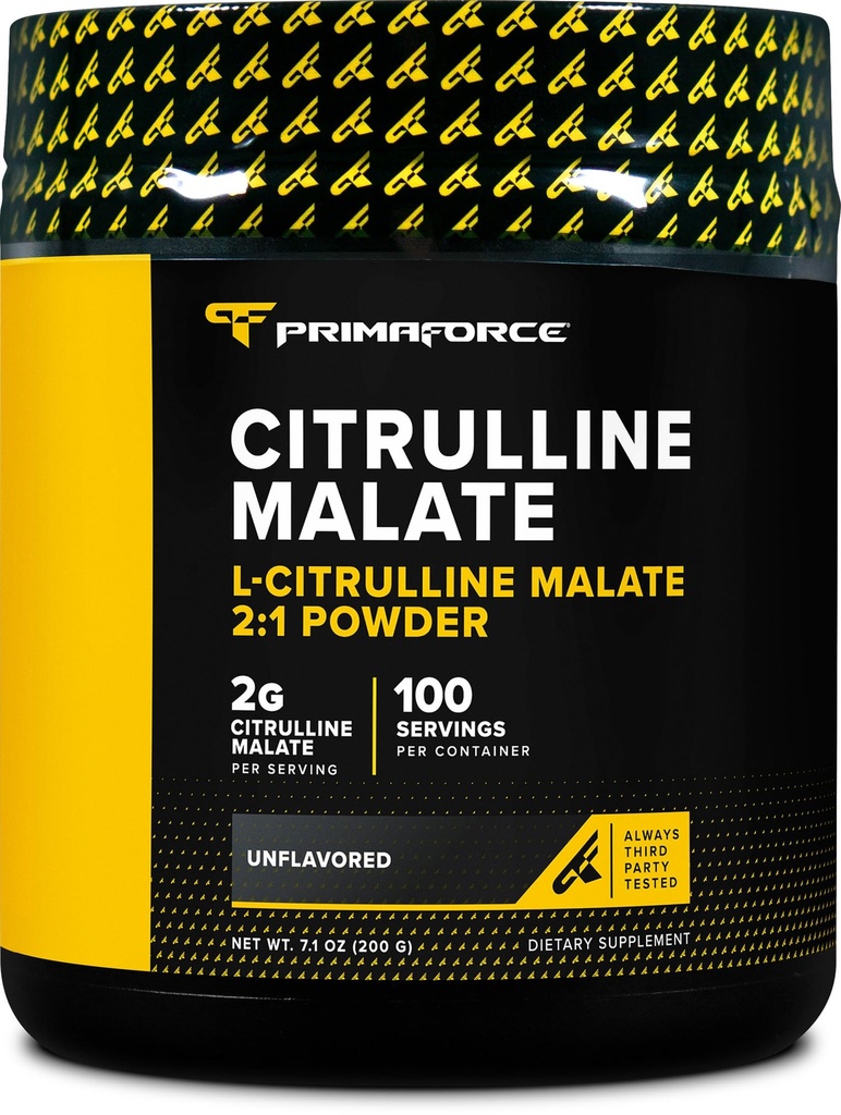 PrimaForce L-Citrulline Malatpulver, Unflavored Pre Workout Supplement, 200 Gramm - Boosts Energy, Aids Recovery, stärkt Kraftleistung – Vegan, Non-GMO