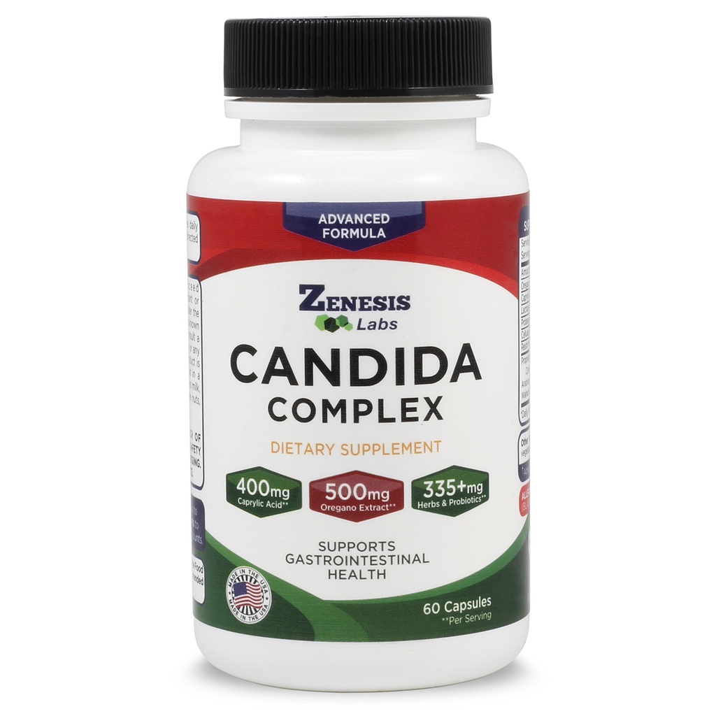 Zenesis Labs Candida Complex Cleanse Detox Caprylic Acid Supplement, Oregano Extract, Probiotics, Enzymes (60 Kapseln, 30 Tage Versorgung)