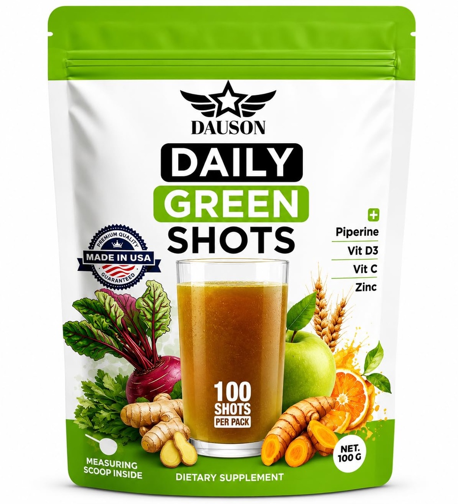Tägliche grüne Schüsse – Superfood-Pulver mit Wheatgrass, Matcha, Beetroot, Ashwagandha, Turmeric & Prebiotics – Immunity & Energy Support – Vegan Greens Supplement – 100 Schüsse