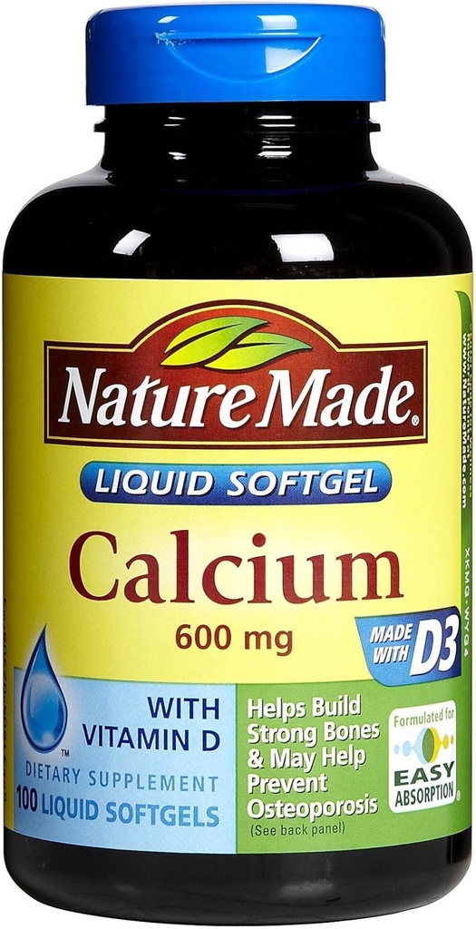 Natur Made Kalzium 600 mg - 100 Softgels, Packung von 4