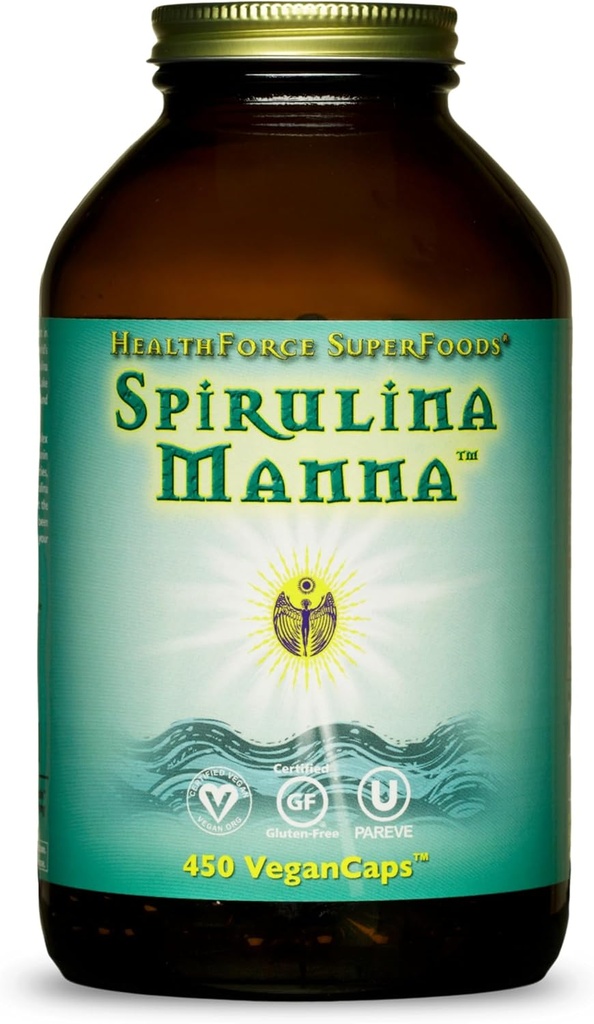 HealthForce SuperFoods Spirulina Manna - Capsules - 450 Capsules Vegan
