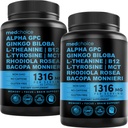 12-in-1 Nootropic Brain Supplement Anhydrous: Ginkgo Biloba für Gehirnunterstützung, Gedächtnis und Fokus - B12, Alpha GPC, L Theanin und Choline Ergänzungen mit Bioperine Non Koffeiniert 1321mg (120ct)