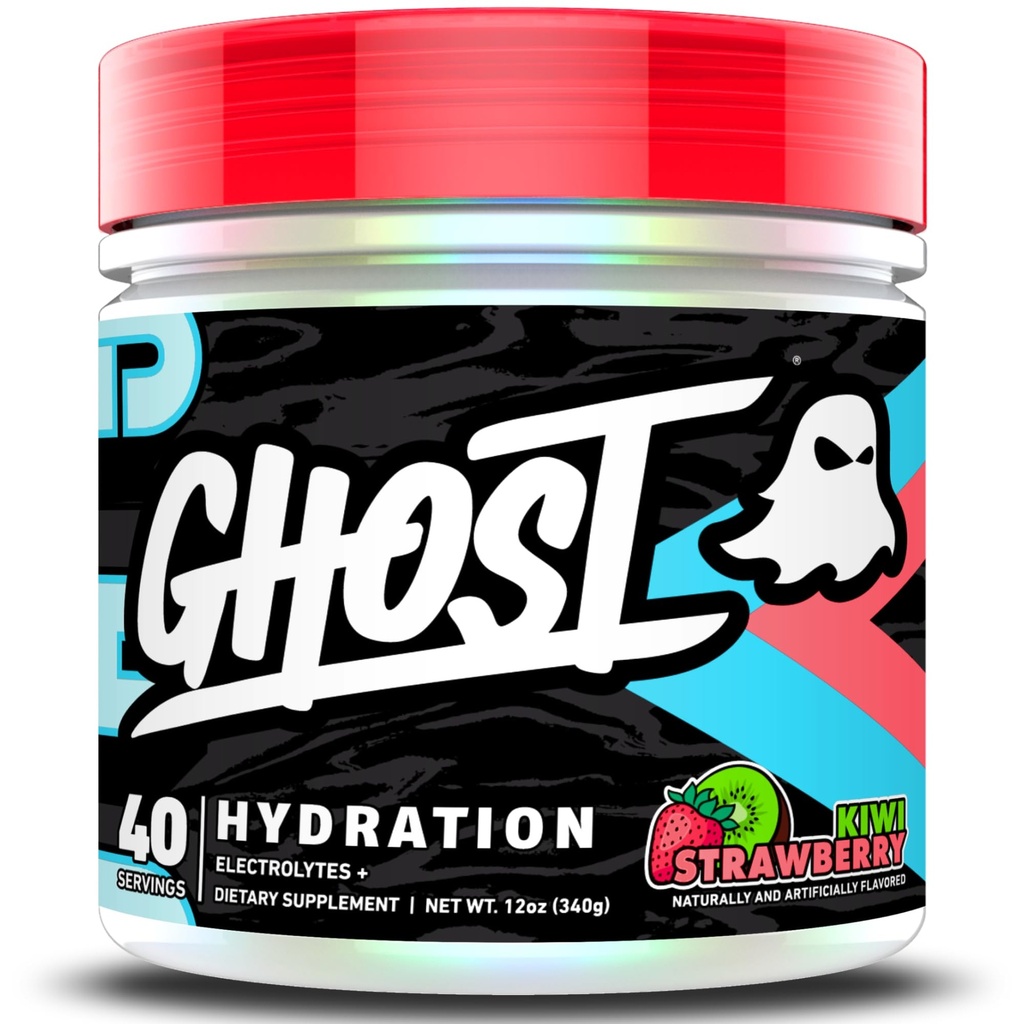 GHOST Hydration, Kiwi Erdbeere, 40 Serv, Elektrolyt-Pulver - Getränke Mix Supplement mit Magnesium, Kalium, Calcium, Vitamin C & Taurine für Energie & Endurance - Vegan, frei von Soja, Zucker & Gluten