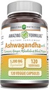 Amazing Formulas Ashwagandha Supplement | Contiene Turmeric, Ginger, Rhodiola, & Black Pepper | 5200 Mg Per Serving | Veggie Capsules | Non-GMO | Gluten-Free | Made in USA (1 Pack | 120 Count)