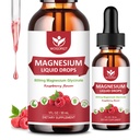 (2 Confezione) Magnesio Glycinate Gocce Liquide con Citrato & Taurate - Alto Assorbimento 1000mg Liquid Magnesium Complex con D3, GABA, L-teanina per Cognizione, Muscolo e Focus, Raspberry Flavor - 30mL
