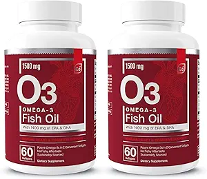 Elementi essenziali Omega-3 Fish Oil Supplement con EPA & DHA | Acidi grassi per il supporto immunitario, Cuore e cognitivo | Omega-3 Fish Oil 120 Softgels (2-Pack)