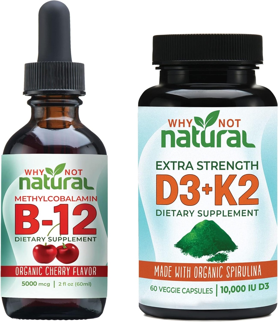 Warum nicht natürliche Energie, Immunität, Stimmung und Knochen Gesundheit Bundle B12 + Vegan D3/K2