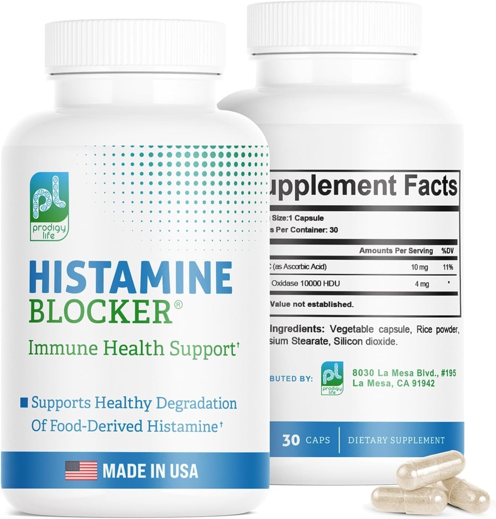 DAO ergänzt Histamin Blocker – Advanced DAO Enzyme Formula und Vitamin C für Histamin Digest & Intolerance Support – Diamine Oxidase DAO Supplement, 30 Kapseln