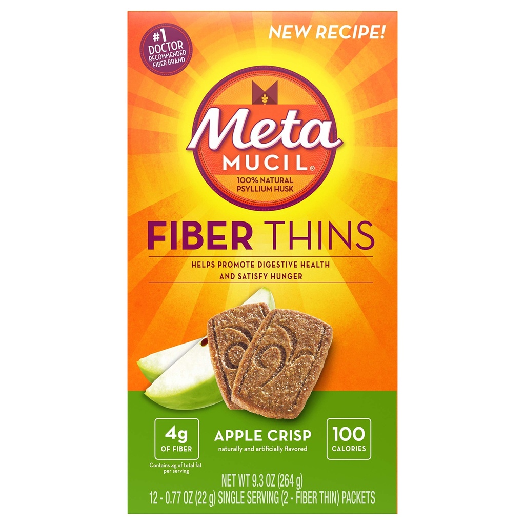 Metamucil Meta Multi-grain Fiber Wafers by Meta Apple Crisp 24 conteggio (Pack of 3) (OLD)